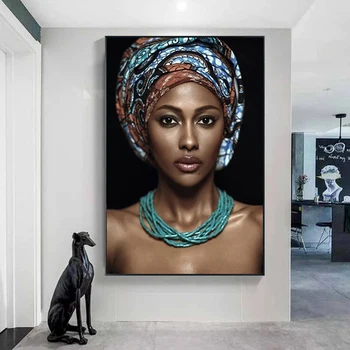 Afriška Ženska Indijski Glavo Platno Slikarstvo Golih Plakatov in Fotografij Wall Art Slik, Dnevna Soba Dekoracijo Sten Cuadros 193323