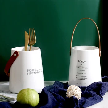 Nova Edinstvena Elegantna Nordijska Keramike, Za Shranjevanje Jar Steklenico Z Usnjenim Ročajem Minimalističen Desk Shranjevanje Steklenice Organizator Cvet Vazo Nadaljevanje 6223